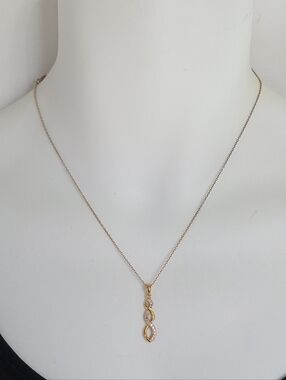 925 Sterling Silver Gold Infinity Pendant Necklace Pave CZ Italy Chain Dainty
